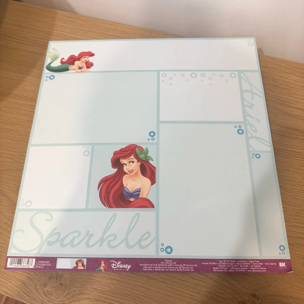 Vintage Disney Ariel Little Mermaid 12”x12” Scrapbook Paper Lot